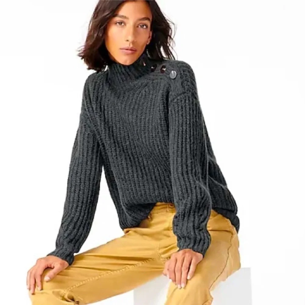 J. Crew Dark Gray Wool Alpaca Blend XS Turtleneck Sweater